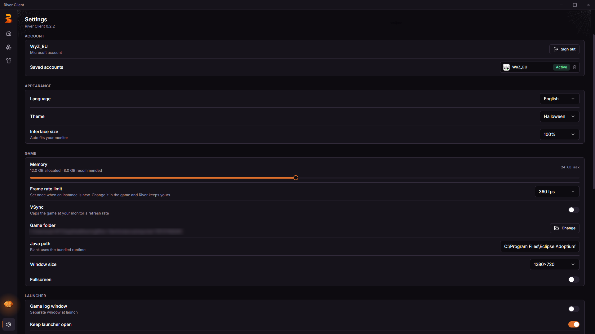 Launcher settings, Halloween theme